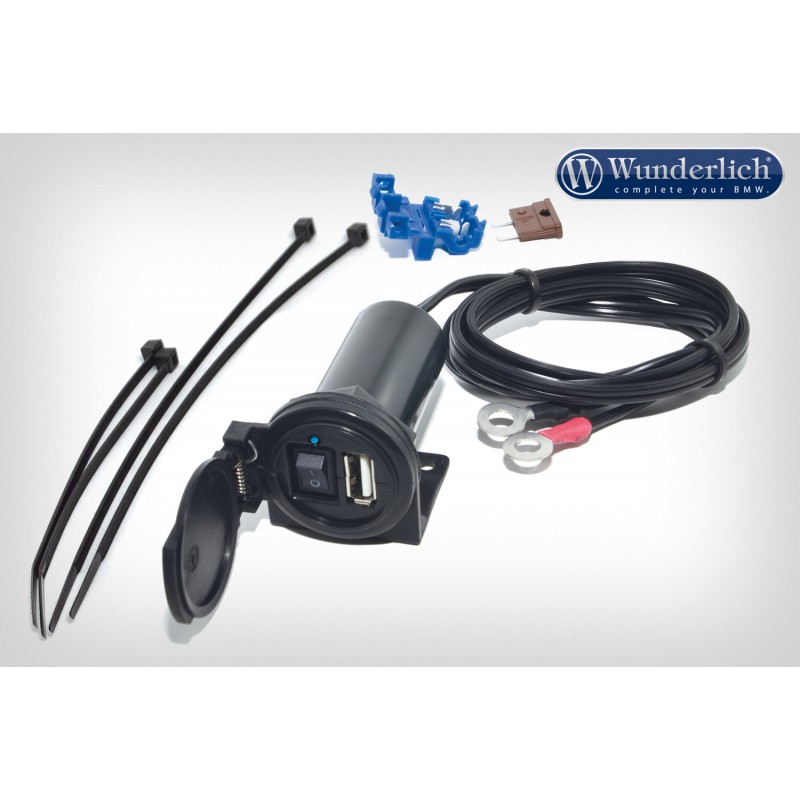 WUNDERLICH BMW Prise USB BAAS avec interrupteur marche/arrêt 5V 2,1A IPX3 - noir - 41440-500 BMW